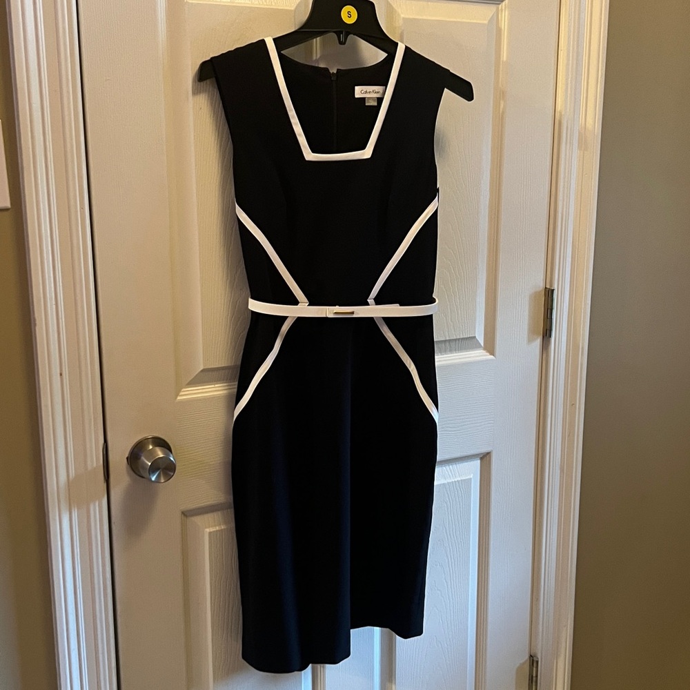 Calvin Klein Black Dress with White Accents